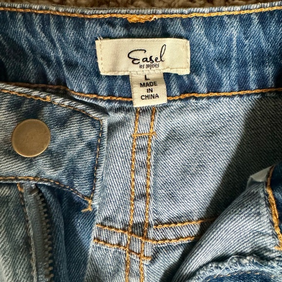 Easel “I Got A Feeling” Women’s Patchwork Bellbottom Faded Blue Jeans Size Large - Picture 8 of 9